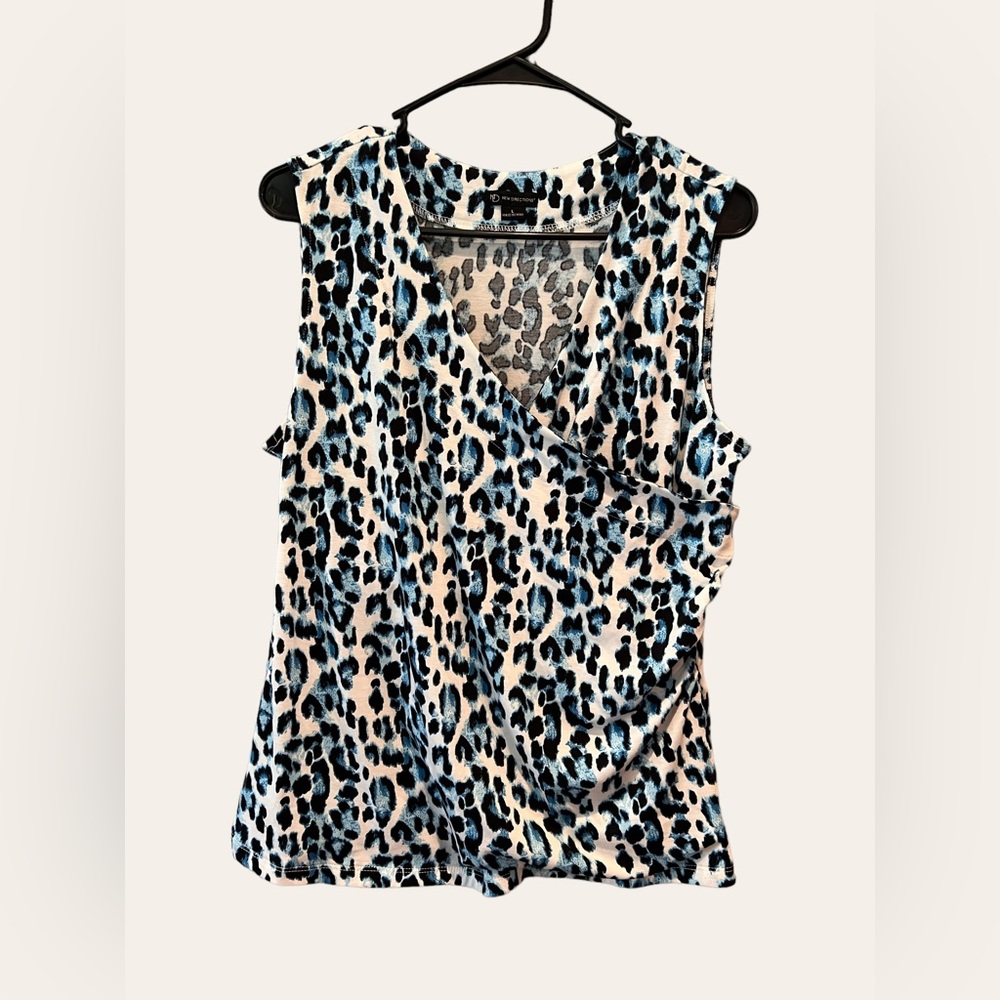 New Directions | Animal Print Wrap Sleeveless Top | Size L | NWT